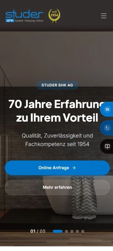 Studer SHK AG — echte mobile Ansicht