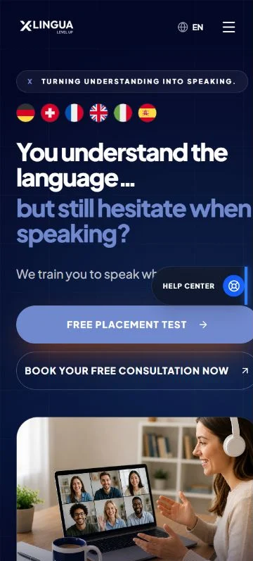 XLINGUA — echte mobile Ansicht